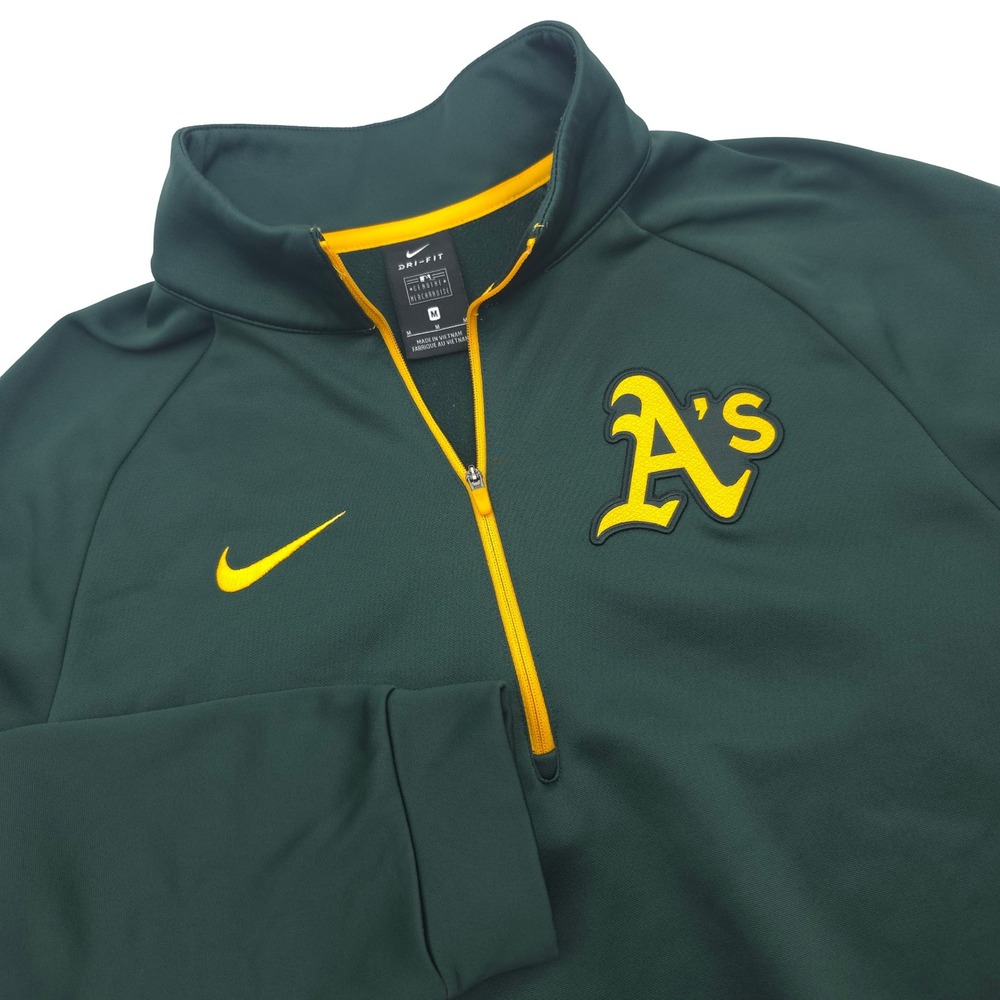 Nike Oakland Athletics MLB Mens Medium Green Dri-FIT Quarter Zip Pullover Jacket